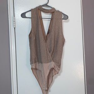 Deep V High Neck sparkly body suit, size medium from Charlotte Russe‎